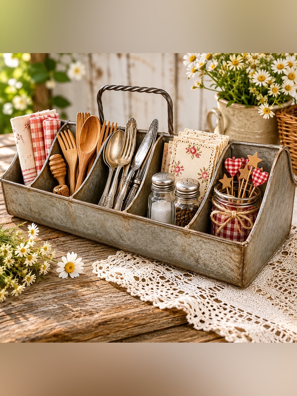Galvanized Metal 10-Compartment Wall Organizer